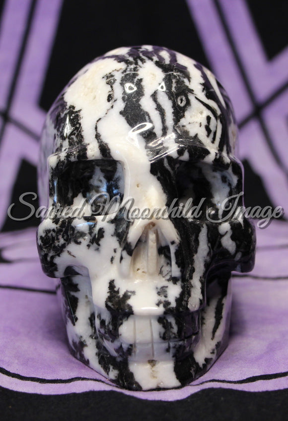 Zebra Jasper Skull Carving