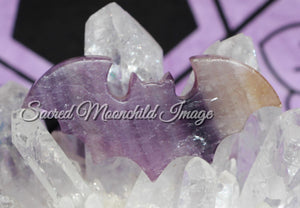 Rainbow Fluorite Crystal Bat Carving