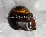 Tiger Eye Skull Drilled Carving