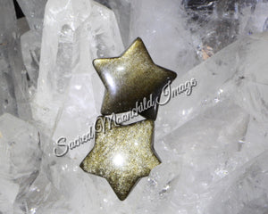 Gold Sheen Obsidian Mini Star Carving