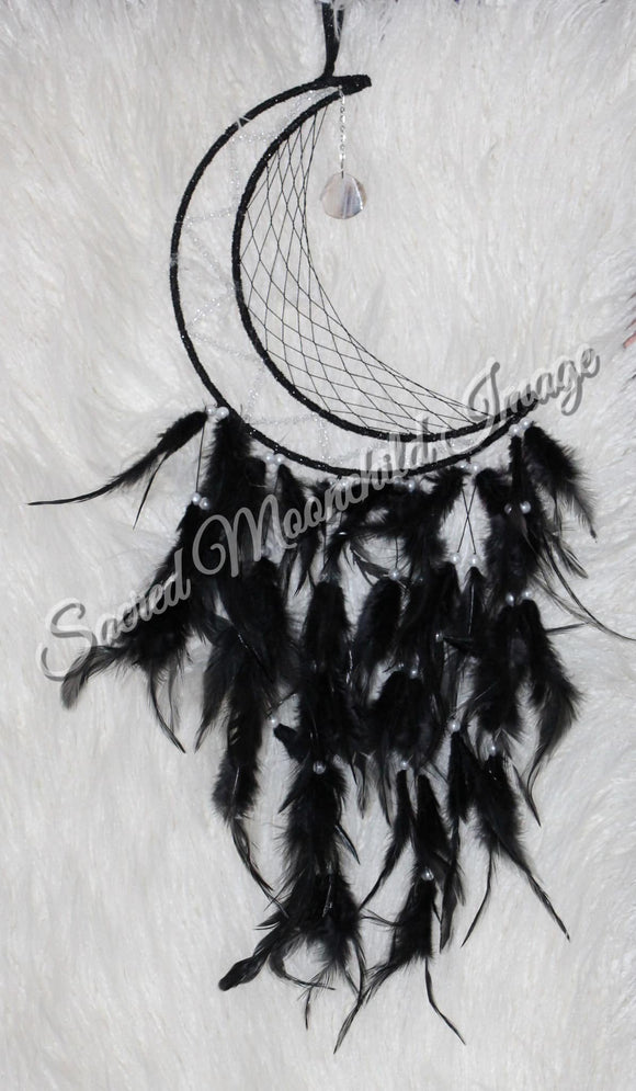 Black Moon Dream Catcher With Agate