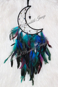 Moon Design Dream Catcher With Blue Goldstone Pendant