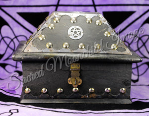 Pentagram Black Wooden Chest Box