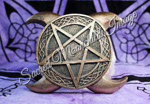 Gold Pentacle Triple Moon Incense Holder