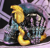 Marble Skull With Gold Snake