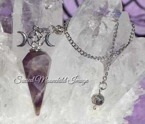 Amethyst Triple Moon Pendulum