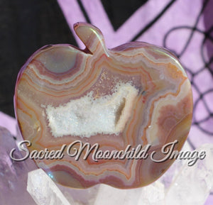 Aura Agate Apple Carving With Druzy