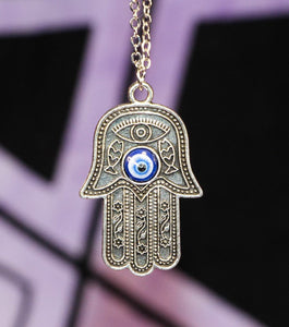 Blue Evil Eye Protection Hamsa Necklace