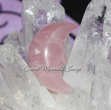 Rose Quartz Moon Carving