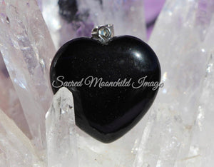 Obsidian Crystal Heart Pendant