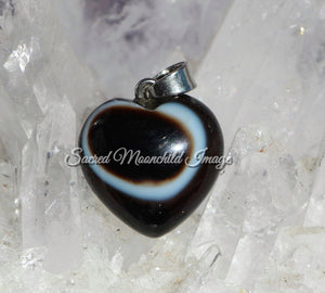 Black Agate Heart Pendant