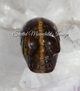 Tiger Eye Skull Mini Carving