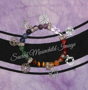 Chakra Crystal Bead Charm Bracelet