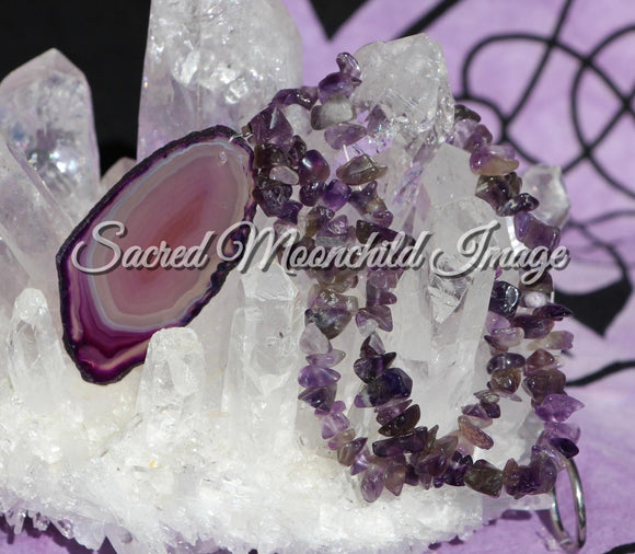 Hanging Amethyst With Agate Suncatcher