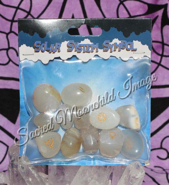 Agate Crystal Solar Rune Stone Set