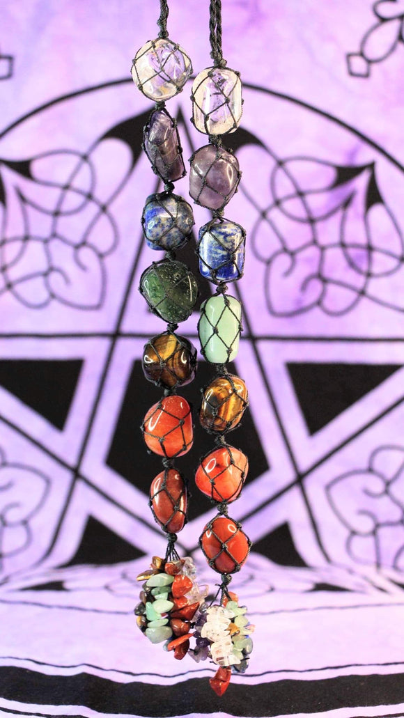 Chakra Tumble Macrame Hanging Crystals