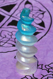 Selenite Aura Horn Blue