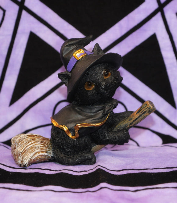 Cat Witch On Broom Ornament