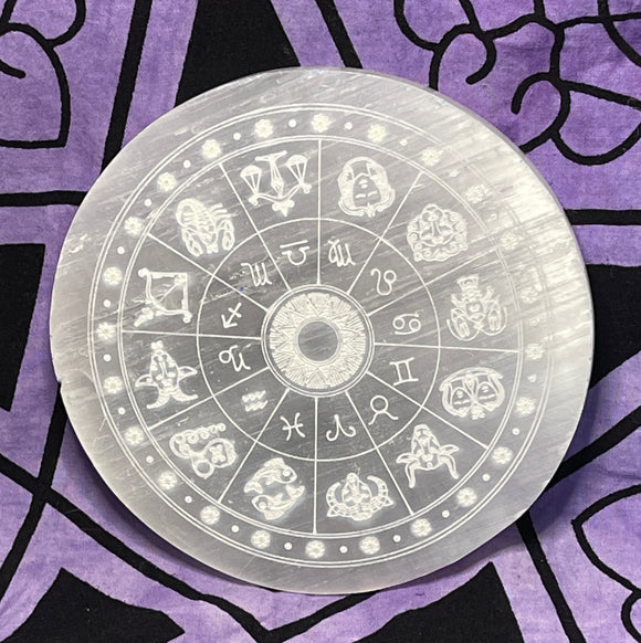 Engraved Zodiac Selenite Plate